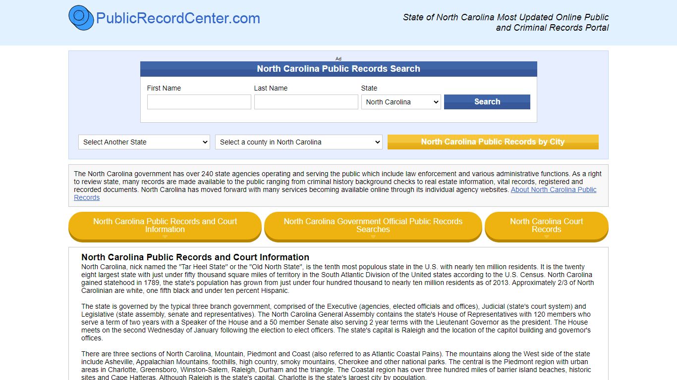 North Carolina Free Public Records, Criminal Records And Background Checks